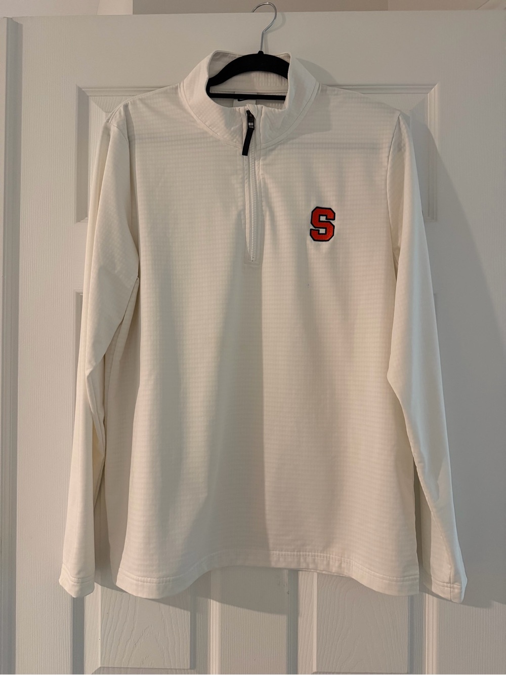 Nike White Quarter-Zip Pullover with Orange Syracuse 'S' Patch - L - Dri-Fit